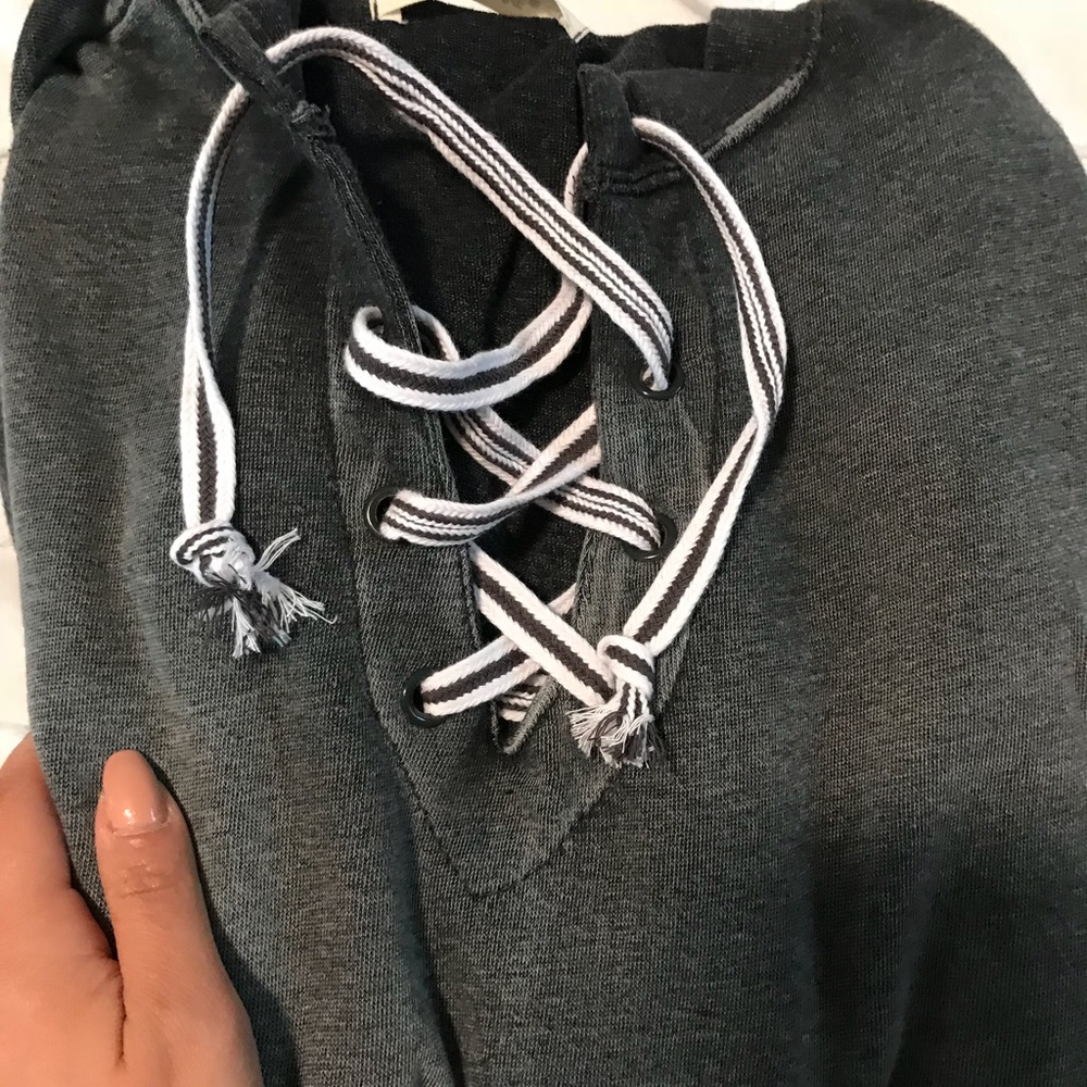 Last💜New💜Lace up vintage wash pullover - Picture 3 of 8